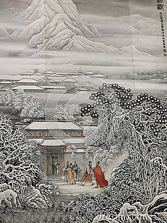 Chinese-style ancient paintings, fine arts Editorial Stock Photo