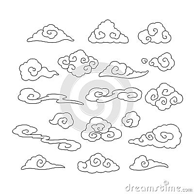 Chinese style cloud painting set, vector Vector Illustration
