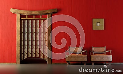 Chinese style lounge room Stock Photo