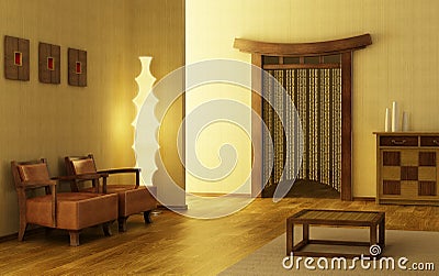 Chinese style lounge room Stock Photo