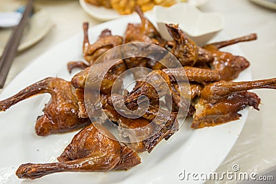 Chinese styled roasted pigeon Stock Photo