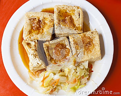 Chinese and Taiwan traditional famous food - Stinky tofu Stock Photo