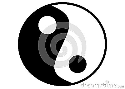 The chinese Taoism symbol of Ying Yang against a white backdrop Cartoon Illustration