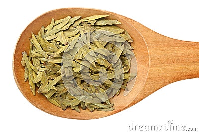 Chinese tea - Longjing tea leaves Stock Photo