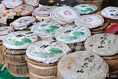 Chinese tea in market place Editorial Stock Photo