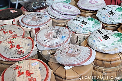 Chinese tea in market place Editorial Stock Photo