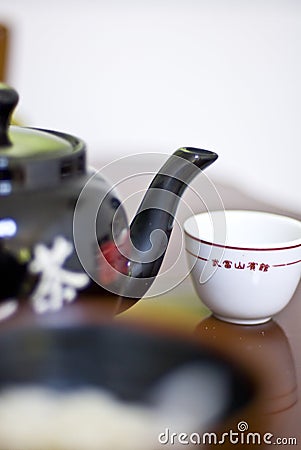 Chinese teapot and cup Stock Photo