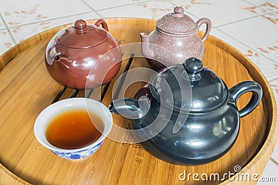 Chinese Teapot on teapot stand Stock Photo