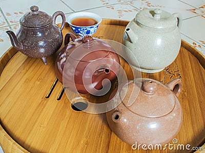 Chinese Teapot on teapot stand Stock Photo