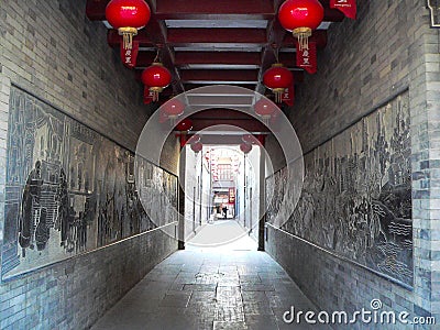 Chinese temple corridor Stock Photo