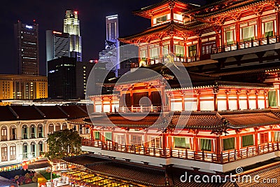 Chinese Temple in Singapore Chinatown Stock Photo