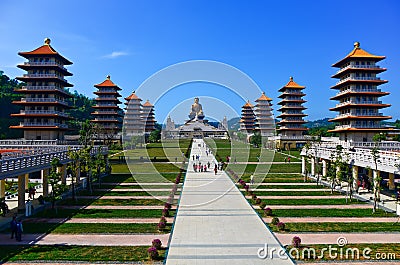 Chinese temples and golden Buddha statue Stock Photo