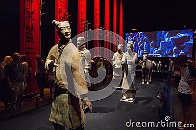 Chinese terracotta warriors at Moesgaard Museum, Aarhus, Denmark Editorial Stock Photo