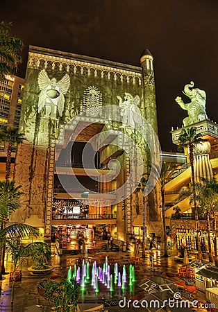 Chinese Theatre Los Angeles at Night Editorial Stock Photo