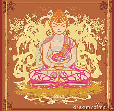 Chinese Traditional Artistic Buddhism Pattern Vector Illustration