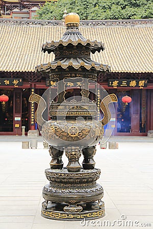 censer in Asian Chinese temple Stock Photo