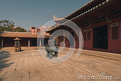 Chinese traditional incense burner on an outdoor plaza in Government Confucious Temple, Quanzhou Editorial Stock Photo