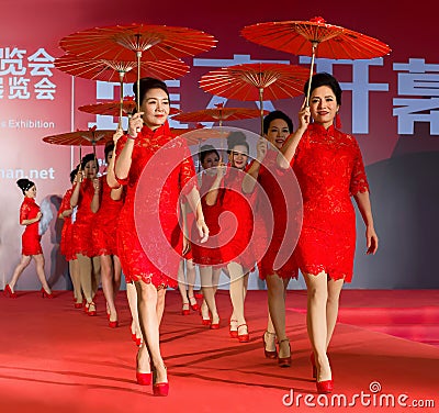 Chinese traditional lady dress show Editorial Stock Photo