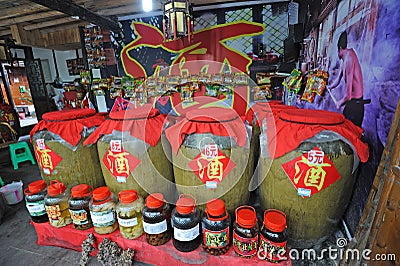 Chinese traditional liquor in the store Editorial Stock Photo