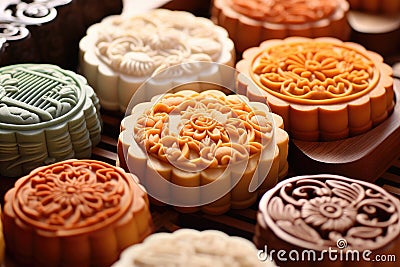 Chinese traditional mooncakes for Mid-Autumn Stock Photo