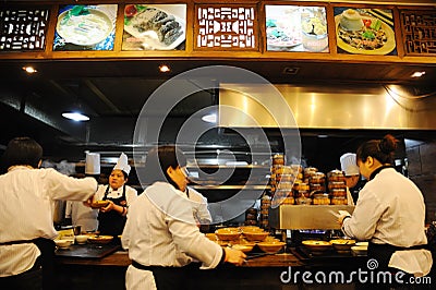 Chinese traditional restaurant interior Editorial Stock Photo