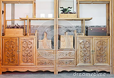 Chinese traditional wooden cabinets Stock Photo