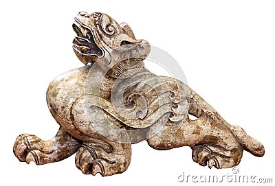 Chinese Unicorn Stone Carved Jade Art, Isolated Stock Photo