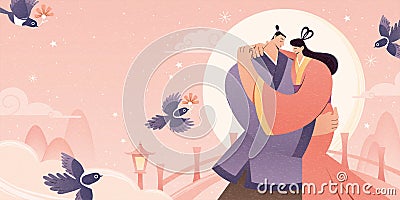 Chinese Valentine`s Day Vector Illustration