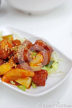 Chinese vegetarian sweet and sour pork Stock Photo