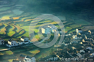 Chinese village and terrace Stock Photo