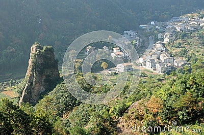 Chinese Village in Yandangshan Stock Photo