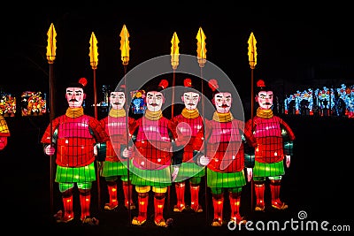 Chinese warriors lanterns Editorial Stock Photo