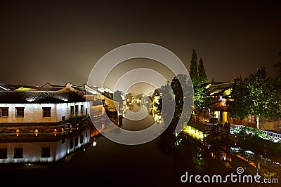 The Chinese watery town buildings Stock Photo