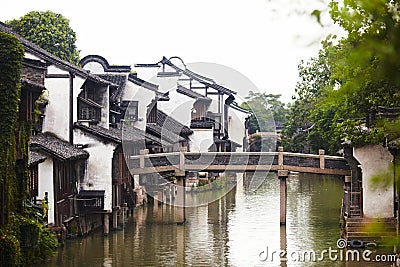 The Chinese watery town buildings Stock Photo