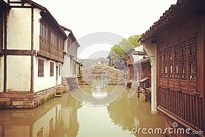 The Chinese watery town buildings Stock Photo