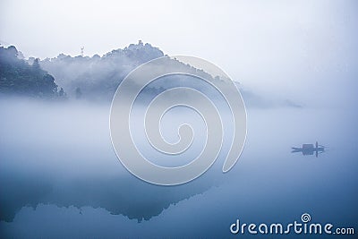 Chinese wind landscape scenery fishing Stock Photo