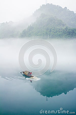 Chinese wind landscape scenery fishing Stock Photo