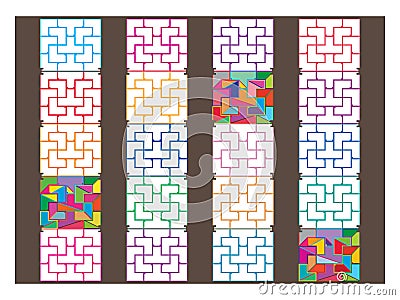 Chinese window design modern colors Vector Illustration