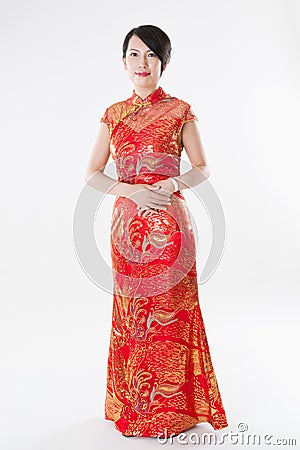 Chinese woman in cheongsam Stock Photo