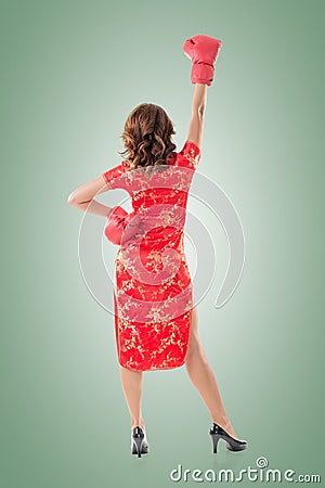 Chinese woman dress traditional cheongsam Stock Photo