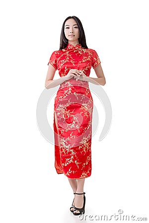Chinese woman dress traditional cheongsam Stock Photo