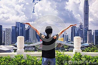 Chinese woman in shenzhen china Stock Photo