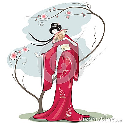 Chinese woman Vector Illustration