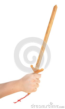 Chinese wooden sword isolated Stock Photo