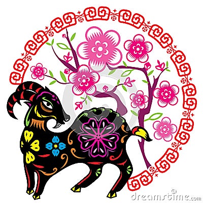 Chinese year of Lucky Sheep Lamb Vector Illustration