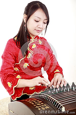 Chinese zither performer Stock Photo