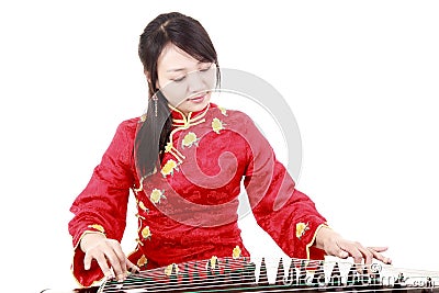 Chinese zither performer Stock Photo