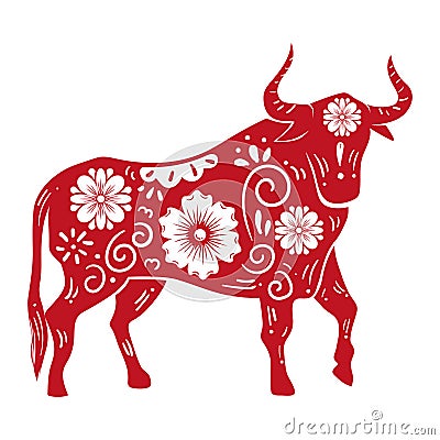 chinese zodiac bull animal Vector Illustration