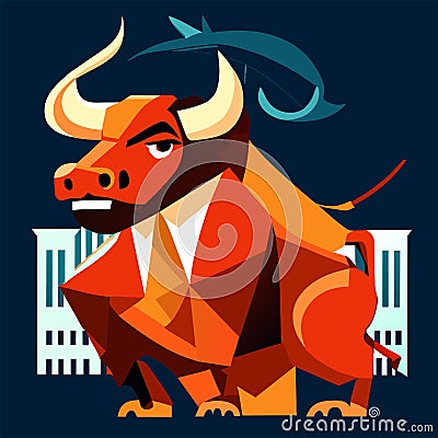Chinese zodiac bull vector illustration. Chinese New Year of the Ox. AI Generated Vector Illustration