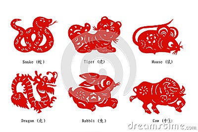 Chinese Zodiac Paper Cutting Stock Photo